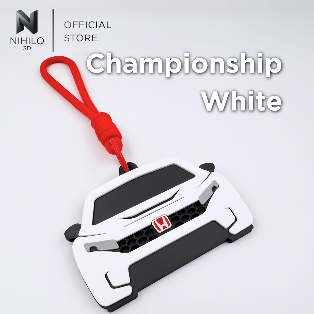 Civic Type R (FL5) FrontView Pendant & Rearview Mirror Charm — Real Carbon Fiber Texture Backing with Red 'H' Badge