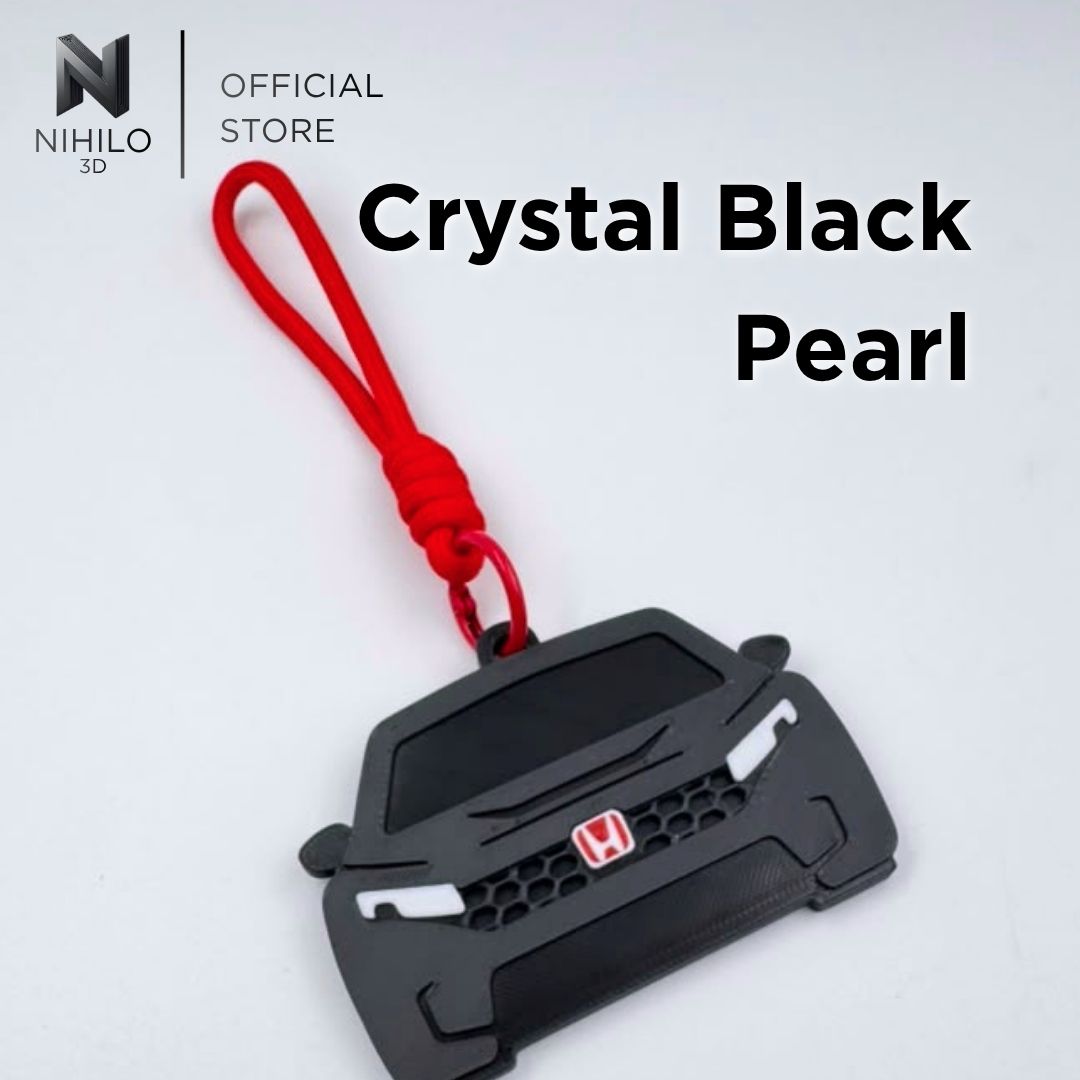 Civic Type R (FL5) FrontView Pendant & Rearview Mirror Charm — Real Carbon Fiber Texture Backing with Red 'H' Badge