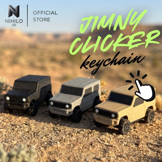 Suzuki Jimny Clicker Keychain | Fidget Stress Relief | Desert / medium  gray / Black pearl