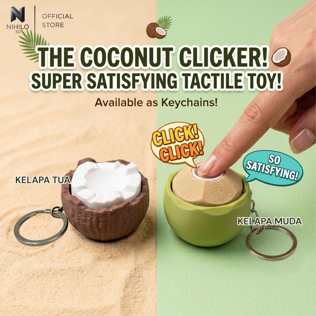 authentic Malaysian coconut charm Coconut Fidget Clicker Keychain (Kelapa Muda & Kelapa Tua)