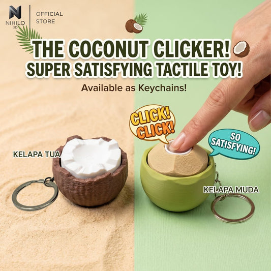 authentic Malaysian coconut charm Coconut Fidget Clicker Keychain (Kelapa Muda & Kelapa Tua)