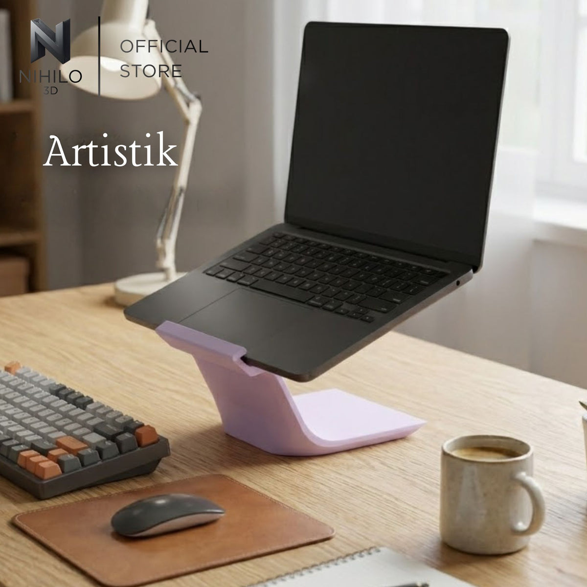 Minimalist Single-Piece Ergonomic Sangga Laptop Riser Stand | Sleek Elevated Desktop Dock