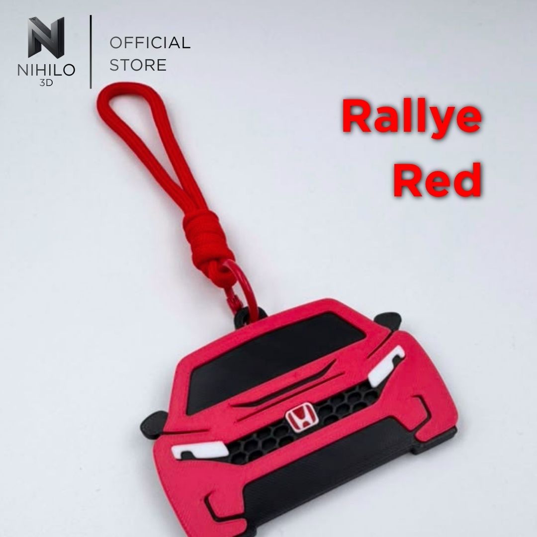 Civic Type R (FL5) FrontView Pendant & Rearview Mirror Charm — Real Carbon Fiber Texture Backing with Red 'H' Badge
