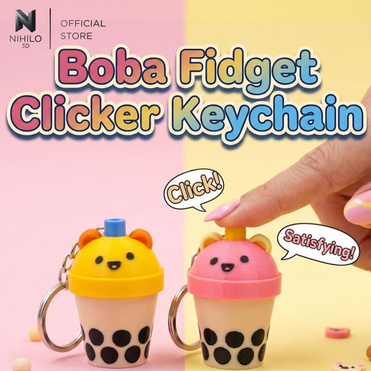 Boba Cup Bear Fidget Clicker Keychain