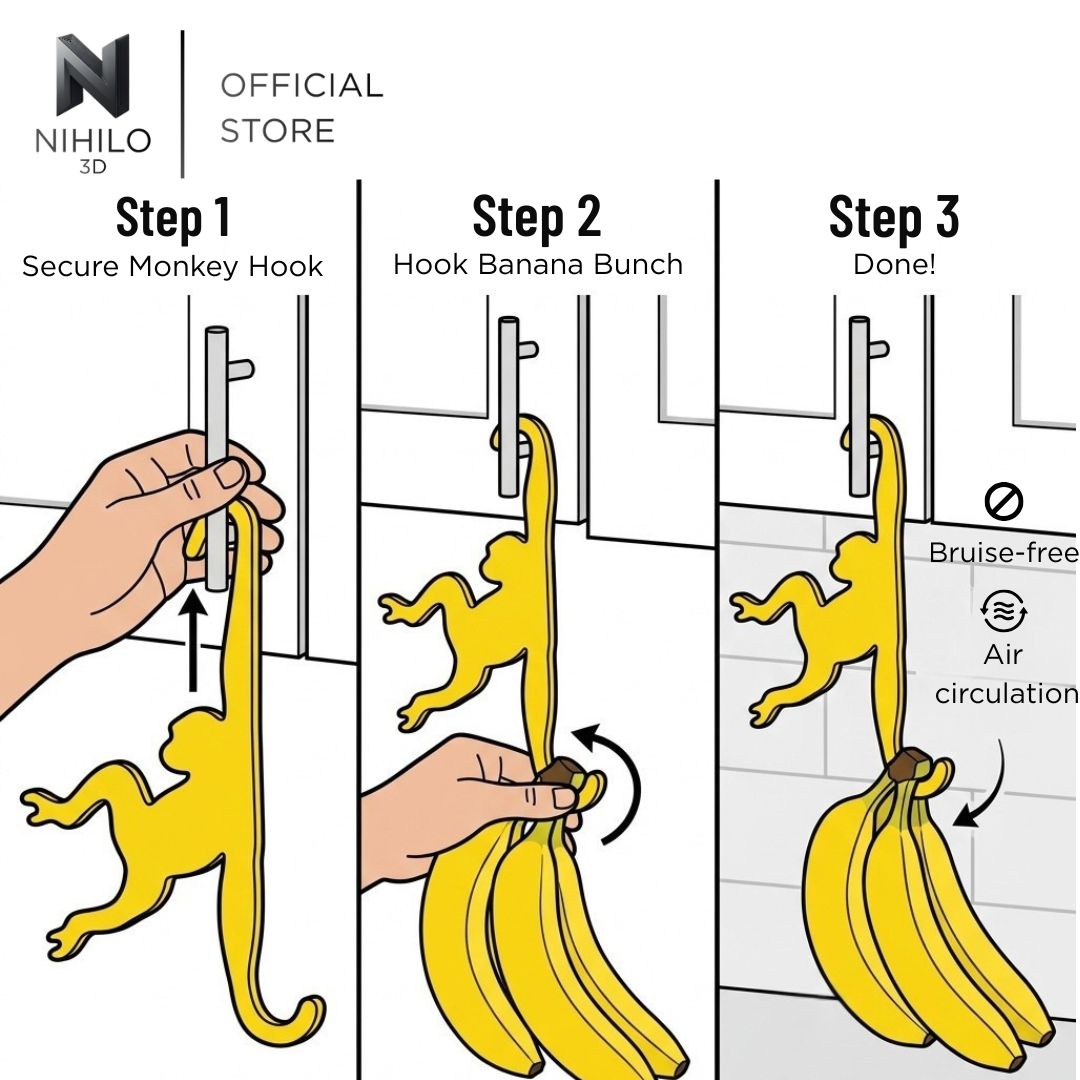 Monyet Pemegang Pisang Monkey Banana Hanger - Creative Kitchen Cabinet Hook & Fruit Holder