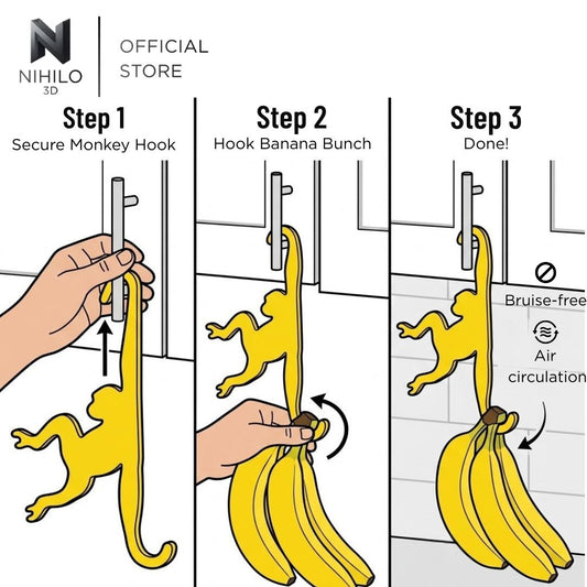 Monyet Pemegang Pisang Monkey Banana Hanger - Creative Kitchen Cabinet Hook & Fruit Holder